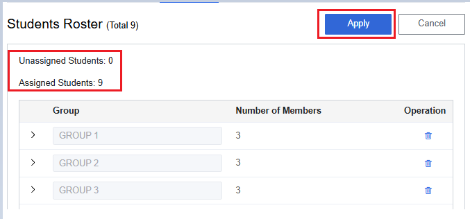Apply changes to save grouping